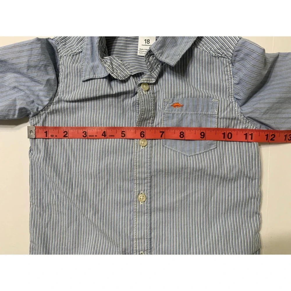 Carters Toddler‎ Button Down Shirts Lot of 2 Plaid Striped 12M 18M Blue Yellow